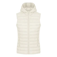 LIBERTY HOOD VEST WOMEN, light padded bodywarmer with hood, off white