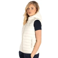 LIBERTY HOOD VEST WOMEN, light padded bodywarmer with hood, off white