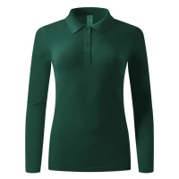LINDA, women's long sleeve polo shirt, 200 g/m2, green