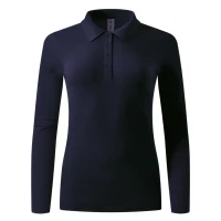 LINDA, women's long sleeve polo shirt, 200 g/m2, blue