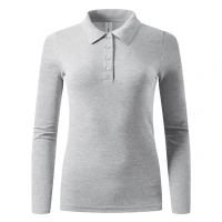 LINDA, women's long sleeve polo shirt, 200 g/m2, ash