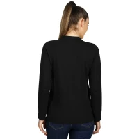 LINDA, women's long sleeve polo shirt, 200 g/m2, black