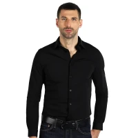 COLLINS LSL MEN, Langarm-Hemd für Herren, Schwarz