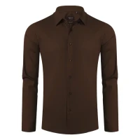 CLUB LSL MEN, men's long sleeve shirt, brown