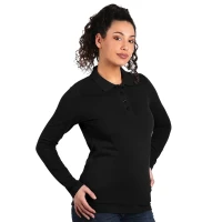 SUNNY LSL, Damen-Langarm-Poloshirt, 180 g/m2, Schwarz