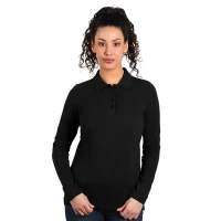 SUNNY LSL, Damen-Langarm-Poloshirt, 180 g/m2, Schwarz