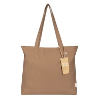 ECO LIVING, Tragtasche aus recycelter Baumwolle, 500 g/m2, Hellbraun Braun
