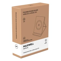 MAXWELL, magnetic foldable mobile phone holder and wireless charger, 15w, black