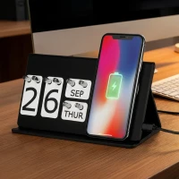 INTEGRAL, magnetic perpetual desk calendar and wireless charger, 15w, black