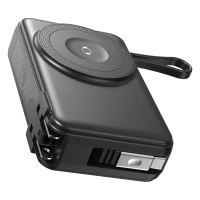 EDISON 10PD 35W, univerzalni putni punjač pomoćna baterija, 10.000 mah, 35w sa magnetom i kablom na izvlačenje, crna