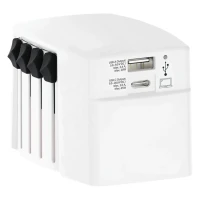 WORLD USB CHARGER AC 45PD, putni multiadapter 45w, beli
