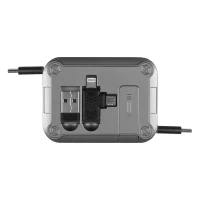 TROJAN 100W 6IN1, type-c charging and data cable, with mobile phone holder, 6 in 1, 100w, silver