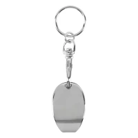 BASTION, key holder with bottle opener and shopping cart token, shiny metal
