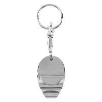 BASTION, key holder with bottle opener and shopping cart token, shiny metal