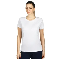 TEE LADY, Damen-Sport-T-Shirt mit kurzen Ärmeln, 100 g/m2, Weiss