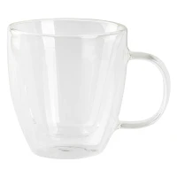 PIGNA MIDI, two double wall glass cappuccino cups with saucers in a set, 2 x 150 ml, transparent