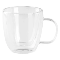 PIGNA MINI, two double wall glass espresso cups with saucers in a set, 2 x 100 ml, transparent
