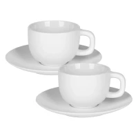TOTEM, Set aus zwei Keramiktassen für Cappuccino mit Untertassen, 2 x 200 ml, Weiss