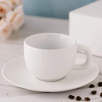 TOTEM, Set aus zwei Keramiktassen für Cappuccino mit Untertassen, 2 x 200 ml, Weiss