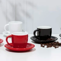 MOMENTO C MINI, fine stoneware espresso cup and saucer, 100 ml, red