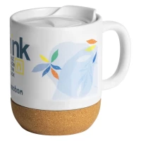 CORTADO SUBLI, Keramiktasse für Sublimation mit Korkboden, 400 ml, Weiss