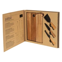 ANTIPASTI, Set aus Holzbrett und Käsebesteck mit Holzgriffen, 4/1, Braun