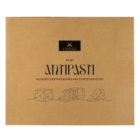 ANTIPASTI, Set aus Holzbrett und Käsebesteck mit Holzgriffen, 4/1, Braun