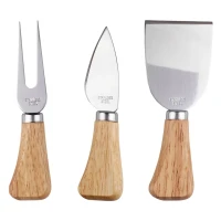 SLATE, slate stone serving platter and cheese knives with wooden handles, 4/1, beige