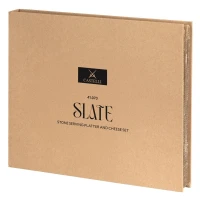 SLATE, slate stone serving platter and cheese knives with wooden handles, 4/1, beige