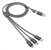 FLET 60W 6IN1, usb type-c charging and data cable, 6 in 1, 60w, dark gray