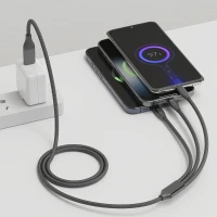 FLET 60W 6IN1, usb type-c charging and data cable, 6 in 1, 60w, dark gray
