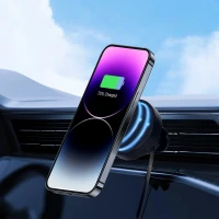 WADE, držač i bežični punjač mobilnih telefona za automobil, 15w sa magnetom, crni