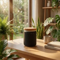 RUMBA, Bluetooth-Lautsprecher, 5W und kabelloses Ladegerät, 15W mit RGB-Licht, Schwarz