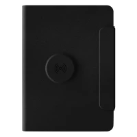 GLOBAL 2IN1, magnetic, portfolio case with a5 notebook, power bank 5.000 mah, wireless charger for two devices in a gift box black
