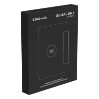 GLOBAL 2IN1, magnetic, portfolio case with a5 notebook, power bank 5.000 mah, wireless charger for two devices in a gift box black