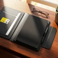 GLOBAL 2IN1, magnetic, portfolio case with a5 notebook, power bank 5.000 mah, wireless charger for two devices in a gift box black