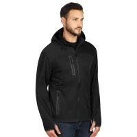 RIDER, Herren SoftshellJacke mit Kapuze, Schwarz