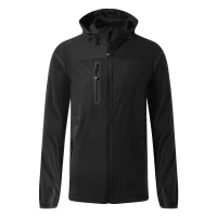 RIDER, Herren SoftshellJacke mit Kapuze, Schwarz