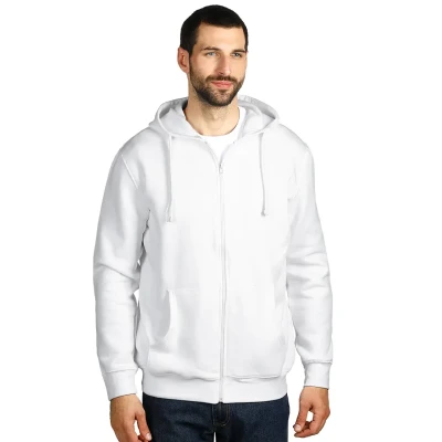WINNER, unisex hooded sweatshirt with a zipper, 280 g/m2, white