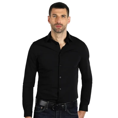 COLLINS LSL MEN, Langarm-Hemd für Herren, Schwarz