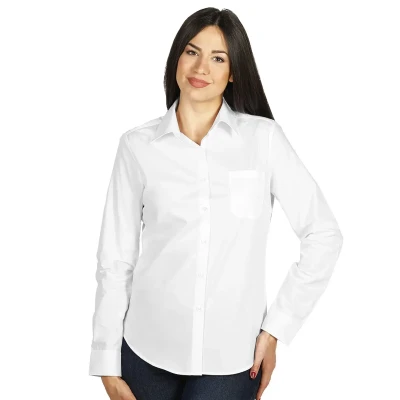 COMFORT LSL WOMEN, Langarm-Bluse aus Baumwolle für Damen, Weiss