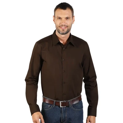 CLUB LSL MEN, men's long sleeve shirt, brown