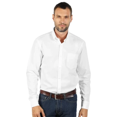 OXFORD LSL MEN, men's long sleeve shirt, white