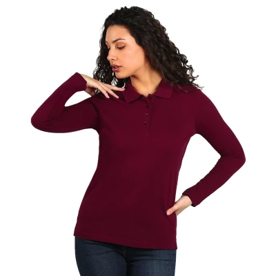 SUNNY LSL, Damen-Langarm-Poloshirt, 180 g/m2, Bordeaux