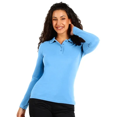 SUNNY LSL, Damen-Langarm-Poloshirt, 180 g/m2, Hellblau