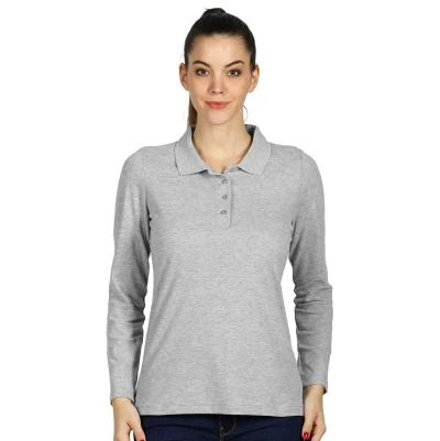 SUNNY LSL, Damen-Langarm-Poloshirt, 180 g/m2, Asche