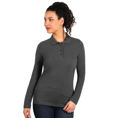 SUNNY LSL, Damen-Langarm-Poloshirt, 180 g/m2, Dunkelgrau