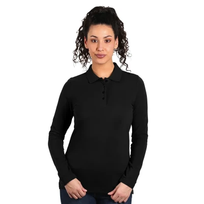SUNNY LSL, Damen-Langarm-Poloshirt, 180 g/m2, Schwarz