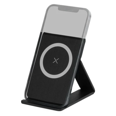 MAXWELL, magnetic foldable mobile phone holder and wireless charger, 15w, black