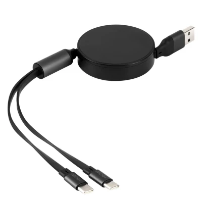 MAX 2IN1, usb type-c kabl za punjenje i prenos podataka, 2 u 1, 100w, crni